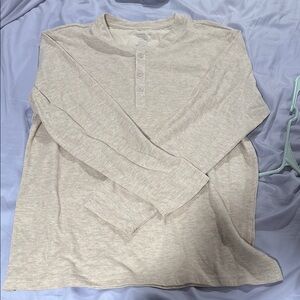 London Fog Men's Cream Long Sleeve Henley